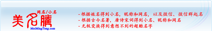 根據(jù)姓名得到小名，昵稱和網(wǎng)名；根據(jù)古今名著，唐詩宋詞得到小名，昵稱和網(wǎng)名；無極變換得到意想不到的超酷名字